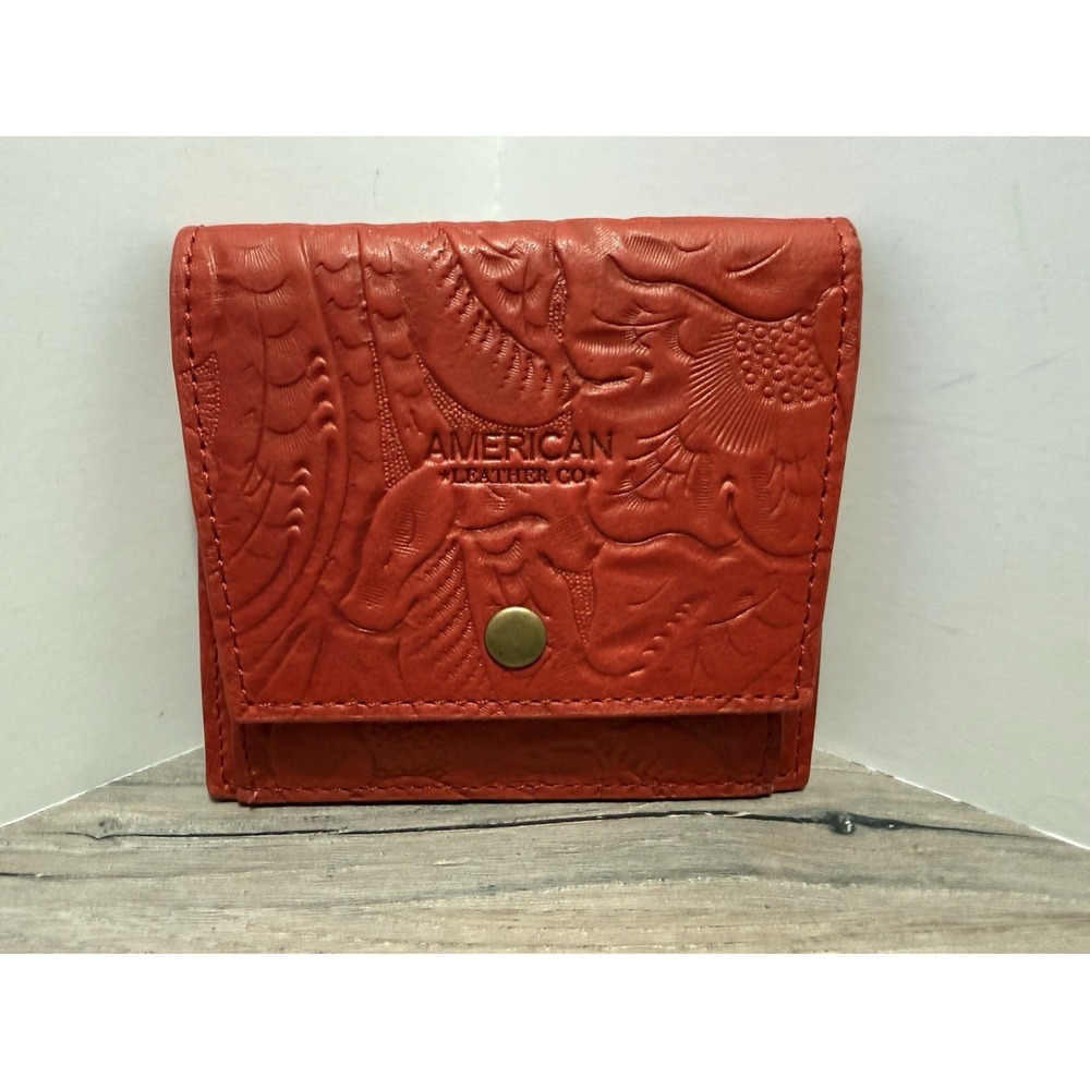 American Leather Co. Veronica  Embossed Floral Tooled Leather Wallet Bifold